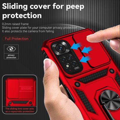 For Xiaomi Redmi Note 11 Global Sliding Camshield Holder Phone Case(Red) - Xiaomi Accessories by buy2fix | Online Shopping UK | buy2fix