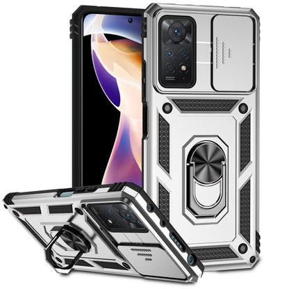 For Xiaomi Redmi Note 11 Pro Global Sliding Camshield Holder Phone Case(Silver) - Redmi Note 11 Pro Case by buy2fix | Online Shopping UK | buy2fix