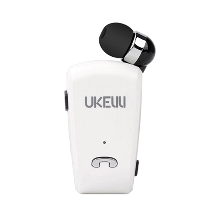 UKELILI UK-890 DSP Noise Reduction Lavalier Pull Cable Bluetooth Earphone without Vibration(White) - Bluetooth Earphone by UKELILI | Online Shopping UK | buy2fix