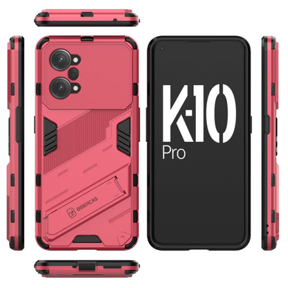 For OPPO K10 Pro 5G China Punk Armor 2 in 1 PC + TPU Shockproof Phone Case with Invisible Holder(Light Red) - OPPO Cases by buy2fix | Online Shopping UK | buy2fix