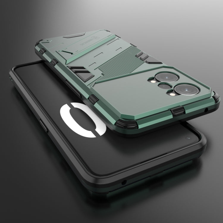 For OPPO K10 Pro 5G China Punk Armor 2 in 1 PC + TPU Shockproof Phone Case with Invisible Holder(Green) - OPPO Cases by buy2fix | Online Shopping UK | buy2fix