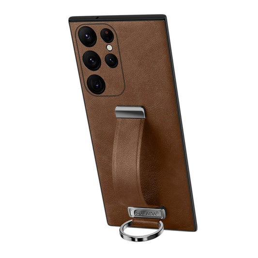For Samsung Galaxy S22 Ultra 5G SULADA Cool Series PC + Leather Texture Skin Feel Shockproof Phone Case(Brown) - Galaxy S22 Ultra 5G Cases by SULADA | Online Shopping UK | buy2fix
