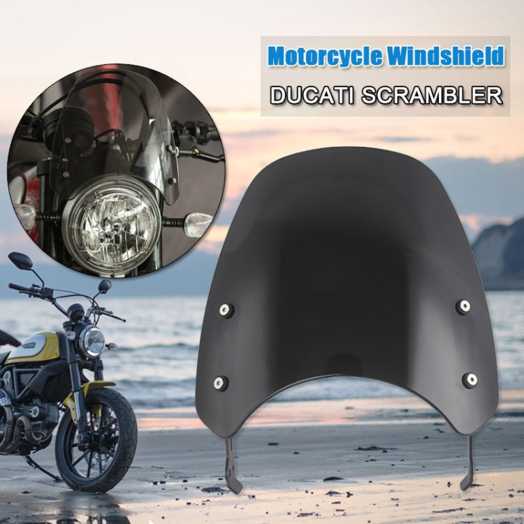XRL-DF-7654 Motorcycle Headlight Retro Windshield for DUCATI(Black) - In Car by buy2fix | Online Shopping UK | buy2fix