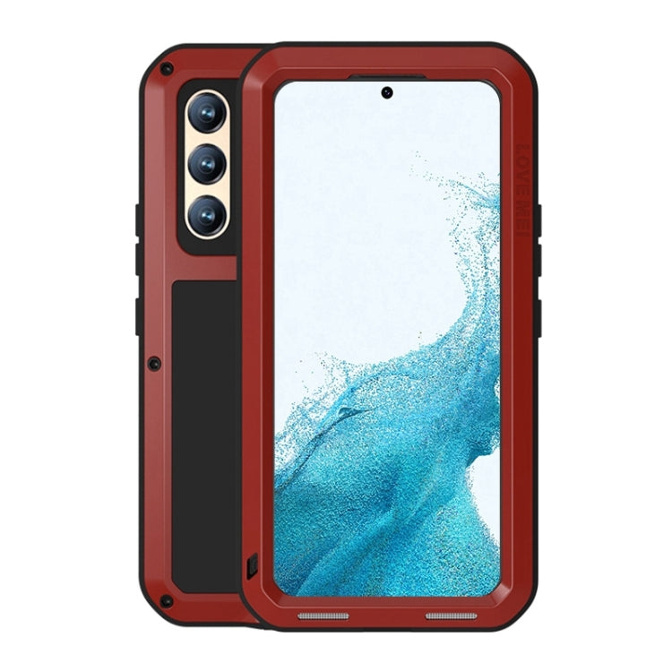 For Samsung Galaxy S22+ LOVE MEI Metal Shockproof Waterproof Dustproof Protective Phone Case with Glass(Red) - Galaxy S22+ 5G Cases by LOVE MEI | Online Shopping UK | buy2fix