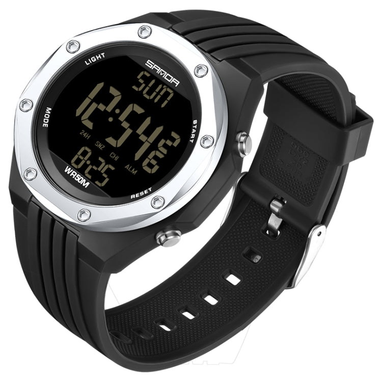 SANDA 6093 Waterproof Luminous Electronic Digital Watch(Black Silver) - LED Digital Watches by SANDA | Online Shopping UK | buy2fix