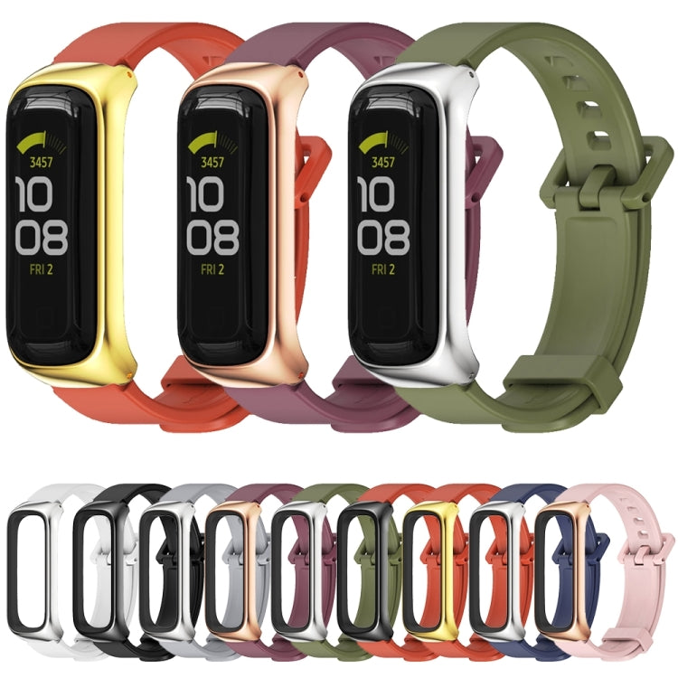 For Samsung Galaxy Fit 2 MIJOBS Metal Case Silicone Watch Band(Pink Rose Gold) - Watch Bands by MIJOBS | Online Shopping UK | buy2fix