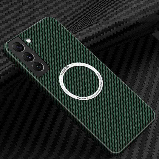 For Samsung Galaxy S21 Plus 5G Carbon Fiber Texture MagSafe Magnetic Phone Case(Green) - Galaxy S21+ 5G Cases by buy2fix | Online Shopping UK | buy2fix