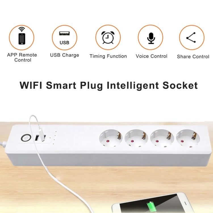 WiFi 10A SM-SO306-E 4 Holes + 2 USB Multi-purpose Smart Power Strip, EU Plug - Consumer Electronics by buy2fix | Online Shopping UK | buy2fix