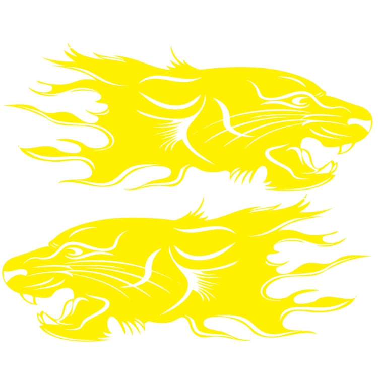 2 PCS/Set D-417 Lion Pattern Car Modified Decorative Sticker(Yellow) - In Car by buy2fix | Online Shopping UK | buy2fix