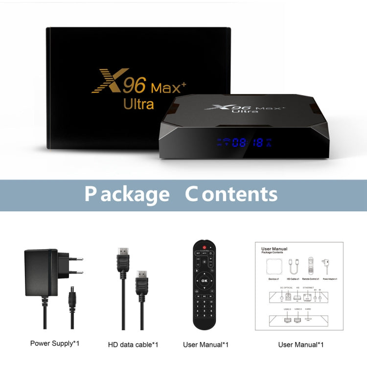 X96 Max+ Ultra 4GB+32GB Amlogic S905X4 8K Smart TV BOX Android 11.0 Media Player, Plug Type:EU Plug - Consumer Electronics by buy2fix | Online Shopping UK | buy2fix