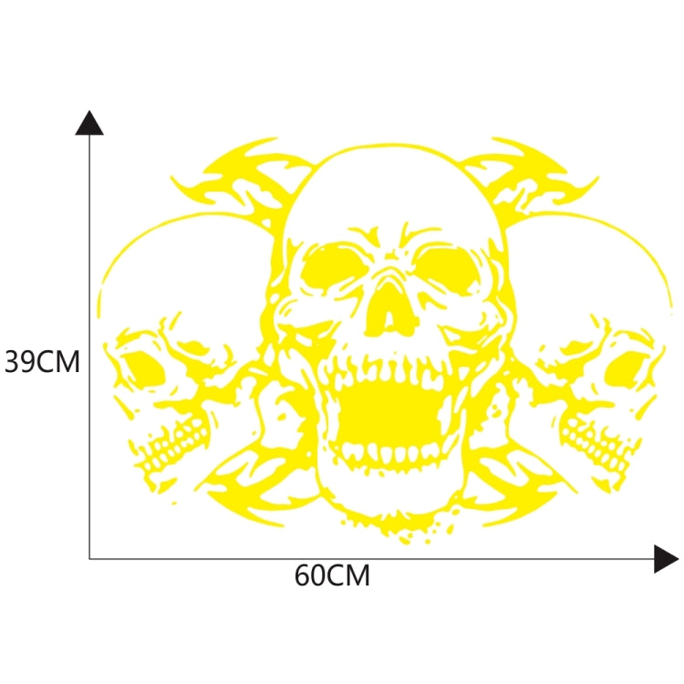 D-923 Three Skulls Pattern Car Modified Decorative Sticker(Yellow) - In Car by buy2fix | Online Shopping UK | buy2fix