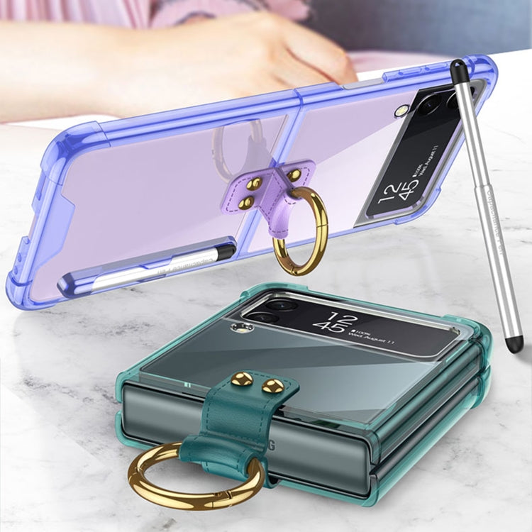 For Samsung Galaxy Z Flip4 GKK Airbag Protective Phone Case with Ring & Pen(Transparent) - Galaxy Z Flip4 5G Cases by GKK | Online Shopping UK | buy2fix