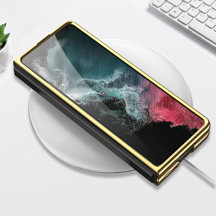 For Samsung Galaxy Z Fold4 GKK Electroplating Leather Surface Phone Case(Gold Coffee) - Galaxy Z Fold4 5G Cases by GKK | Online Shopping UK | buy2fix