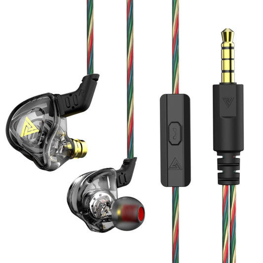 QKZ DMX Sports In-ear HIFI 3.5mm Wired Control Earphone with Mic(Transparent Black) - In Ear Wired Earphone by QKZ | Online Shopping UK | buy2fix
