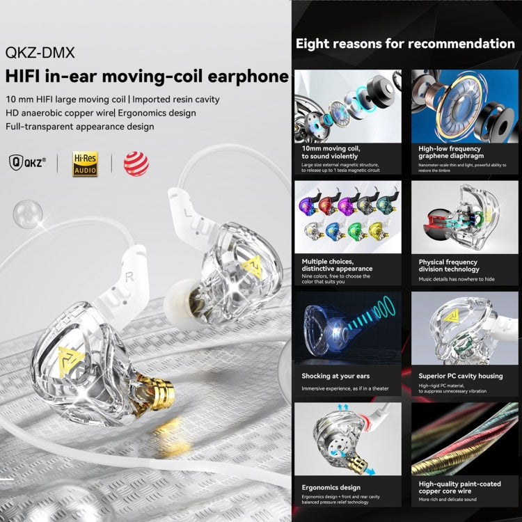 QKZ DMX Sports In-ear HIFI 3.5mm Wired Control Earphone with Mic(Black Red) - In Ear Wired Earphone by QKZ | Online Shopping UK | buy2fix
