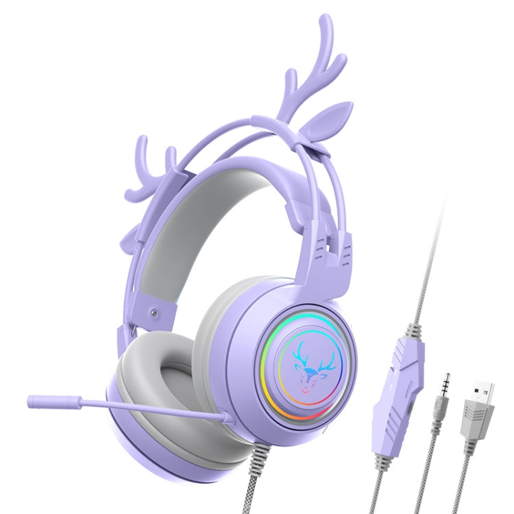 SOYTO SY-G25 Antlers RGB HD Microphone 3D Space Sound Wired Gaming Headset(Purple) - Multimedia Headset by SOYTO | Online Shopping UK | buy2fix