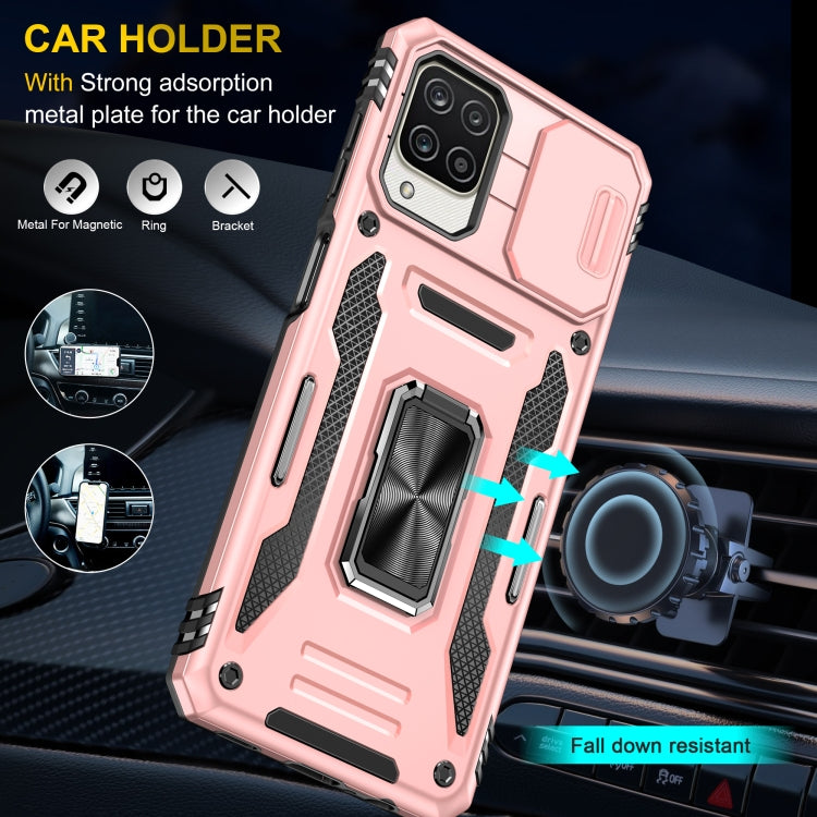 For Samsung Galaxy A12 5G/4G / M12 / F12 Armor PC + TPU Camera Shield Phone Case(Rose Gold) - Galaxy Phone Cases by buy2fix | Online Shopping UK | buy2fix