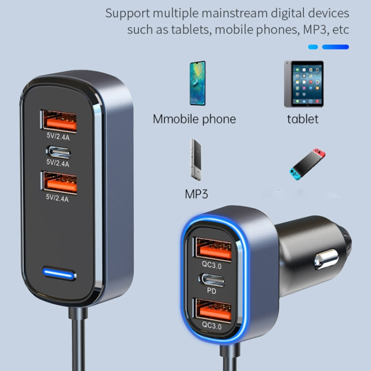 SC05 65.5W 6 in 1 PD / QC3.0 Fast Charge Extended Car Charger - In Car by buy2fix | Online Shopping UK | buy2fix