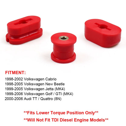 Car Modified Front Lower Dogbone Engine Mount Bracket Polyurethane Bushings for Volkswagen Jetta / Golf GTI Mk4(Red) - In Car by buy2fix | Online Shopping UK | buy2fix