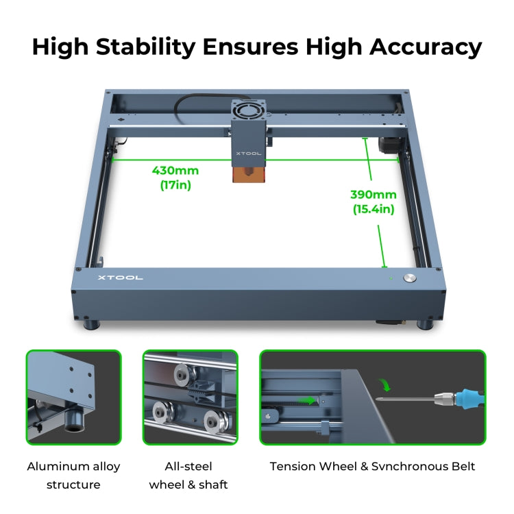 XTOOL D1 Pro-20W High Accuracy DIY Laser Engraving & Cutting Machine + Rotary Attachment + Raiser Kit, Plug Type:AU Plug(Metal Gray) - DIY Engraving Machines by XTOOL | Online Shopping UK | buy2fix