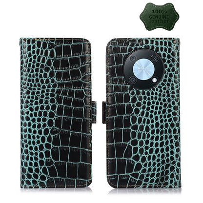 For Huawei Nova Y90/Enjoy 50 Pro Crocodile Top Layer Cowhide Leather Phone Case(Green) - Huawei Cases by buy2fix | Online Shopping UK | buy2fix