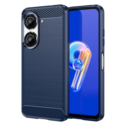 For Asus Zenfone 9 Brushed Texture Carbon Fiber TPU Case(Blue) - ASUS Cases by buy2fix | Online Shopping UK | buy2fix