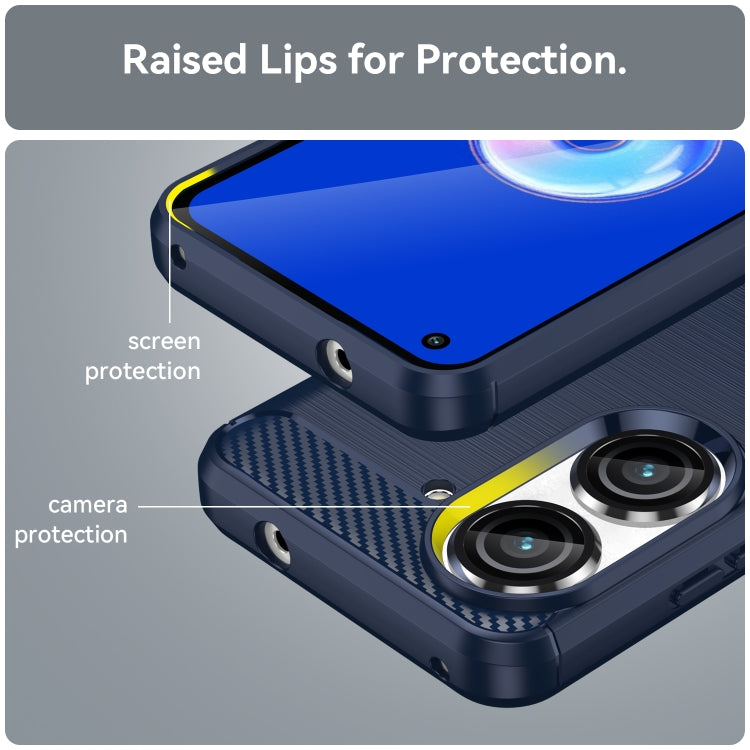 For Asus Zenfone 9 Brushed Texture Carbon Fiber TPU Case(Blue) - ASUS Cases by buy2fix | Online Shopping UK | buy2fix