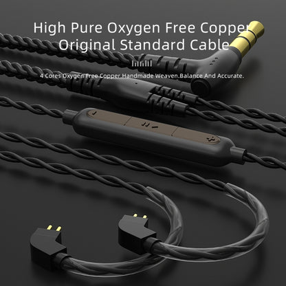 CVJ V2 1.25m Oxygen-free Copper Original 3.5mm Elbow Earphone Cable, Style:0.75mm with Mic(Black) - Cable & Splitter by CVJ | Online Shopping UK | buy2fix