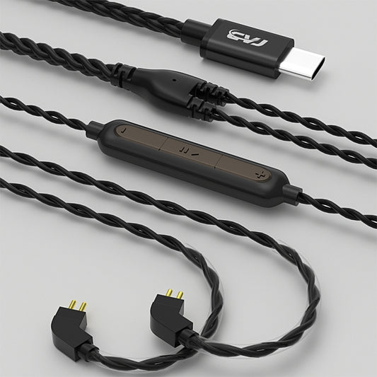 CVJ V6.TC 1.25m Type-C Digital Decoding Oxygen-free Copper Earphone Cable, Style:0.75mm(Black) - Cable & Splitter by CVJ | Online Shopping UK | buy2fix