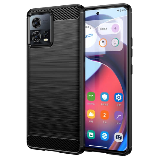 For Motorola Moto S30 Pro Brushed Texture Carbon Fiber TPU Phone Case(Black) - Motorola Cases by buy2fix | Online Shopping UK | buy2fix