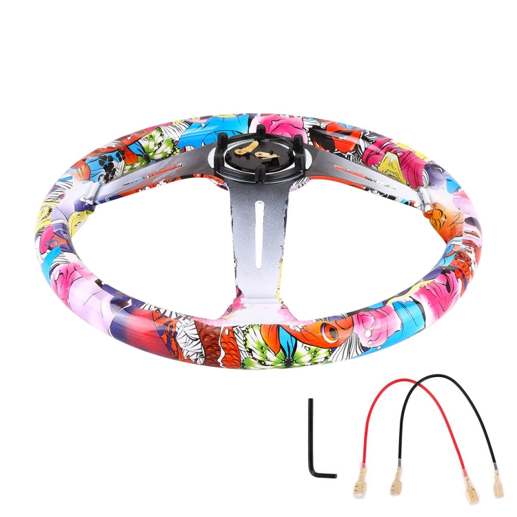 35cm Car Racing Graffiti ABS Steering Wheel(Style 2) - In Car by buy2fix | Online Shopping UK | buy2fix