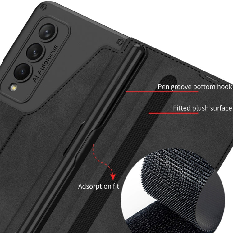 For Samsung Galaxy Z Fold4 GKK Armor Flip Leather Phone Case with Pen Slots(Grey) - Galaxy Z Fold4 5G Cases by GKK | Online Shopping UK | buy2fix