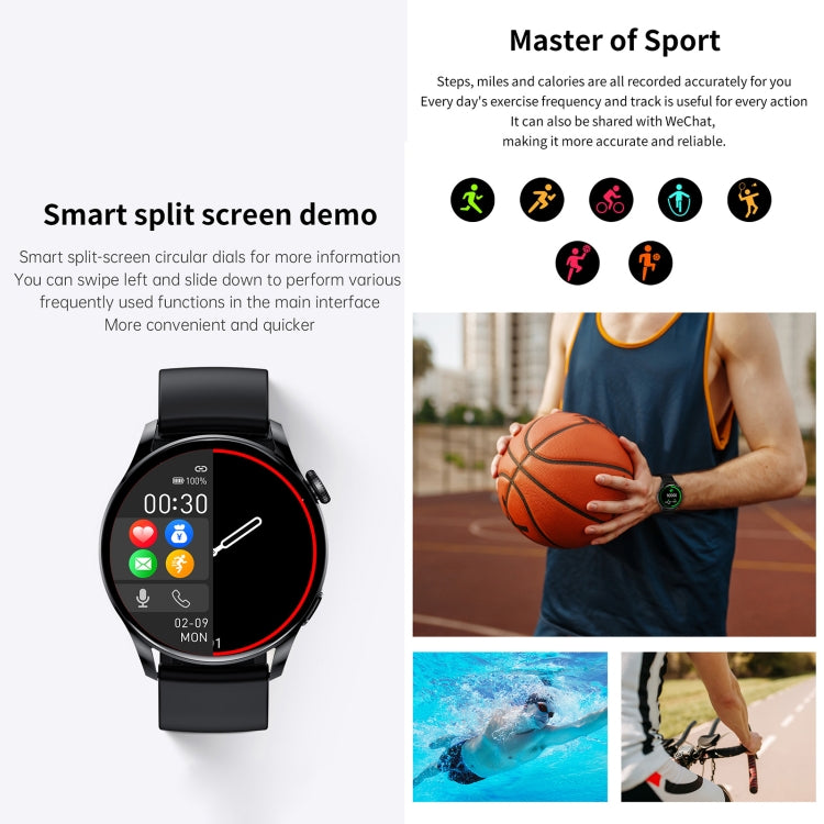 GW69 Smart Watch, Support BT Call / Heart Rate / Blood Pressure / Blood Oxygen(Black + Silicone Strap Black) - Smart Wear by buy2fix | Online Shopping UK | buy2fix