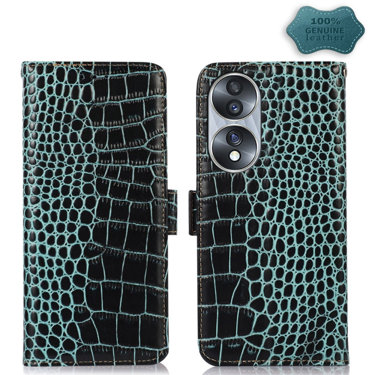 For Honor 70 Crocodile Top Layer Cowhide Leather Phone Case(Green) - Honor Cases by buy2fix | Online Shopping UK | buy2fix