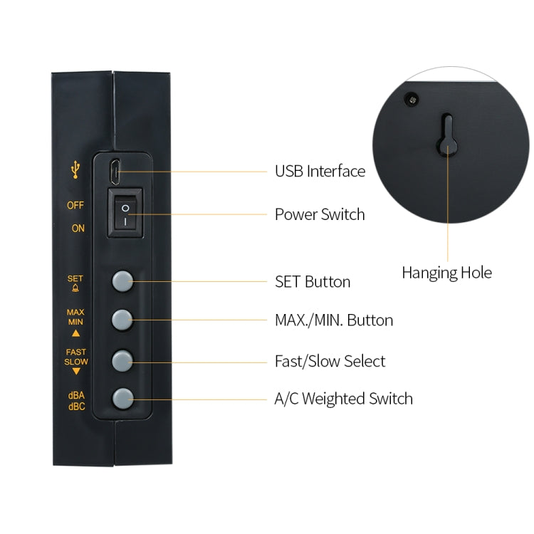 SmartSensor AR884A Smart Wall Mounted Sound Level Meter, EU/US Plug - Consumer Electronics by buy2fix | Online Shopping UK | buy2fix