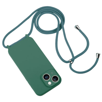 For iPhone 14 Crossbody Lanyard Liquid Silicone Case(Emerald Green) - iPhone 14 Cases by buy2fix | Online Shopping UK | buy2fix