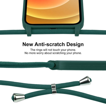 For iPhone 12 Crossbody Lanyard Liquid Silicone Case(Pine Needle Green) - iPhone 12 / 12 Pro Cases by buy2fix | Online Shopping UK | buy2fix