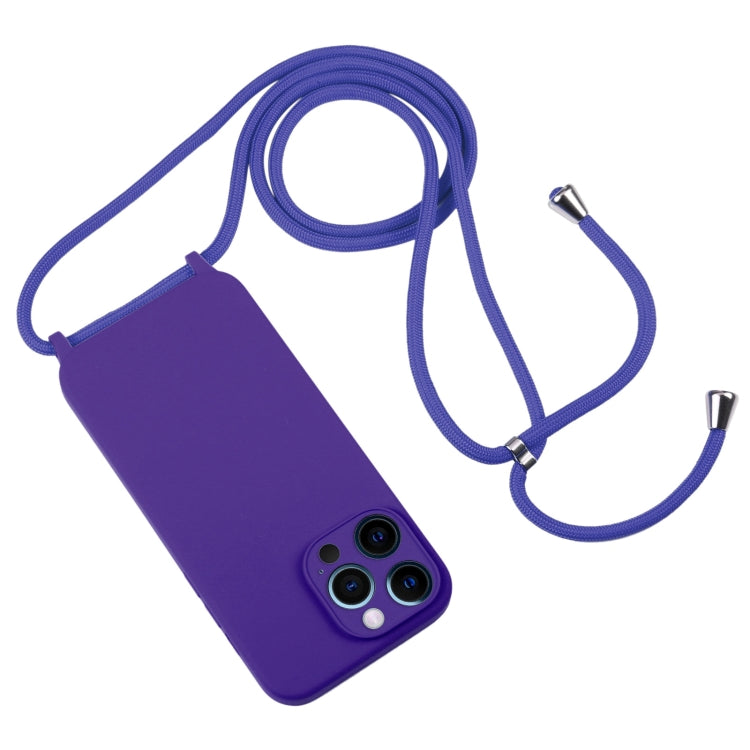 For iPhone 12 Pro Max Crossbody Lanyard Liquid Silicone Case(Purple) - iPhone 12 Pro Max Cases by buy2fix | Online Shopping UK | buy2fix