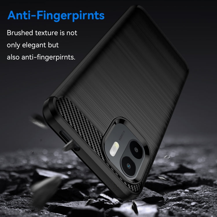 For Xiaomi Redmi A1 Brushed Texture Carbon Fiber TPU Phone Case(Black) - Xiaomi Cases by buy2fix | Online Shopping UK | buy2fix