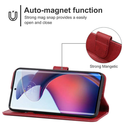 For Motorola Moto G72 Leather Phone Case(Red) - Motorola Cases by buy2fix | Online Shopping UK | buy2fix