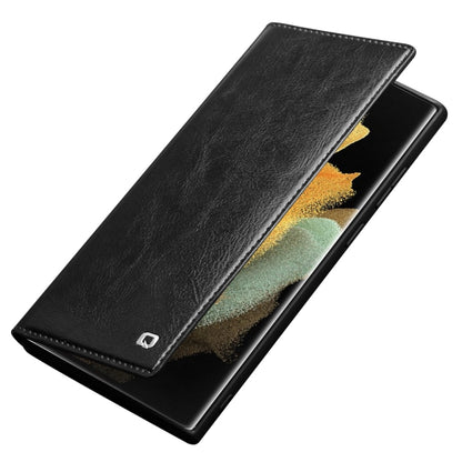 For Samsung Galaxy S22 Ultra 5G QIALINO Genuine Leather Phone Case(Black) - Galaxy S22+ 5G Cases by QIALINO | Online Shopping UK | buy2fix