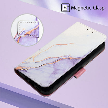 For T-Mobile Revvl 6 Pro 5G PT003 Marble Pattern Flip Leather Phone Case(White Purple LS006) - More Brand by buy2fix | Online Shopping UK | buy2fix