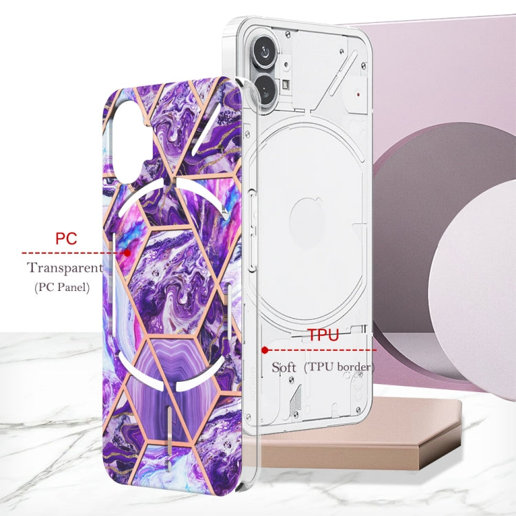 For Nothing Phone 1 Electroplating Splicing Marble TPU Phone Case(Dark Purple) - More Brand by buy2fix | Online Shopping UK | buy2fix