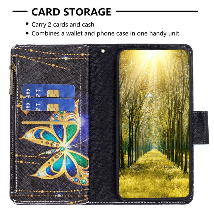 For Samsung Galaxy A14 5G Colored Drawing Pattern Zipper Leather Phone Case(Big Butterfly) - Galaxy Phone Cases by buy2fix | Online Shopping UK | buy2fix