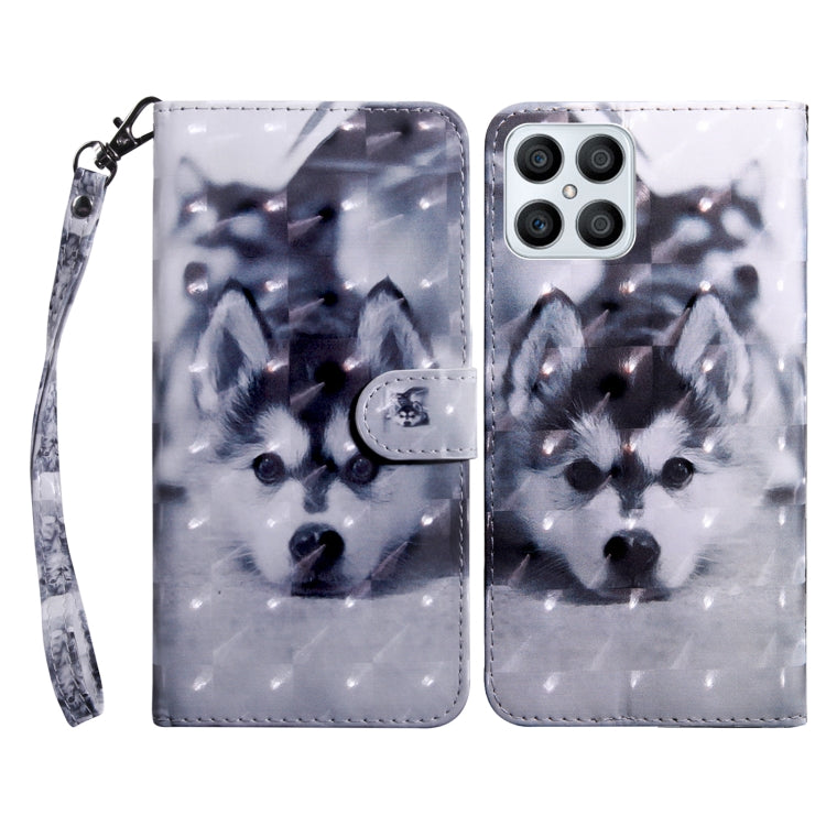For Honor X8 4G 3D Painted Leather Phone Case(Husky) - Honor Cases by buy2fix | Online Shopping UK | buy2fix