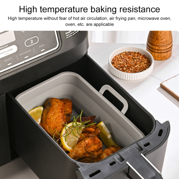 Rectangular Double Pull Basket Foldable Silicone Air Fryer Baking Pan(Black) - Home & Garden by buy2fix | Online Shopping UK | buy2fix