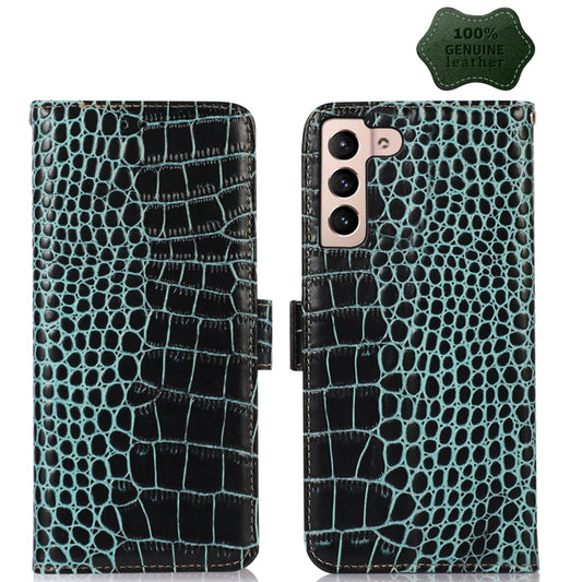 For Samsung Galaxy S23+ 5G Crocodile Top Layer Cowhide Leather Phone Case(Green) - Galaxy S23+ 5G Cases by buy2fix | Online Shopping UK | buy2fix