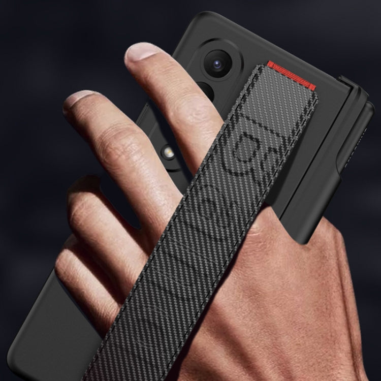 For Samsung Galaxy Z Fold4 GKK Integrated Magnetic Folding Hinge Phone Case with Wrist Strap & Pen Holder(Carbon Fiber) - Galaxy Z Fold4 5G Cases by GKK | Online Shopping UK | buy2fix