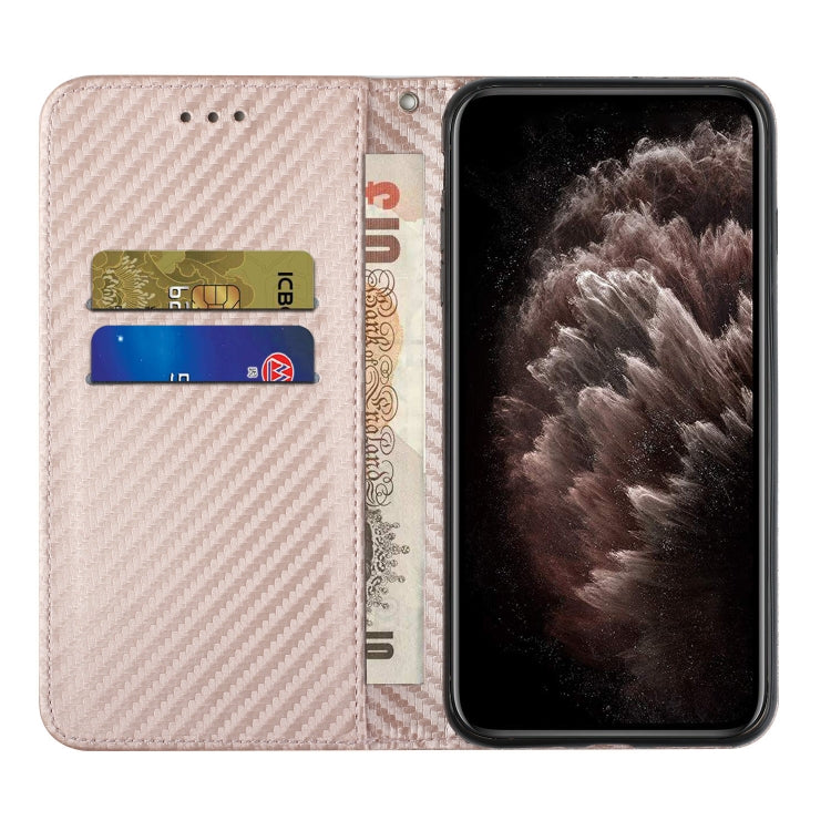 For Xiaomi 12T / 12T Pro / Redmi K50 Ultra Carbon Fiber Texture Magnetic Flip Leather Phone Case(Rose Gold) - Xiaomi Cases by buy2fix | Online Shopping UK | buy2fix