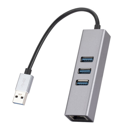 SL-030 USB to Gigabit Ethernet RJ45 & 3 x USB 3.0 Adapter Converter HUB(Grey) - Computer & Networking by buy2fix | Online Shopping UK | buy2fix